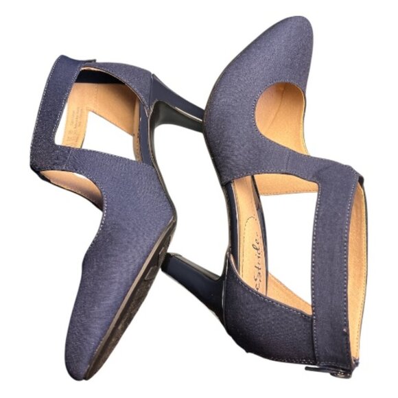 Women's Life Stride Giovanna Navy Blue Heels Pumps Almond Toe Comfort Size 7.5 - Picture 5 of 9